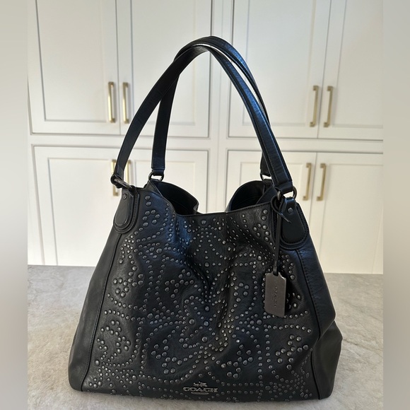 Coach Edie Studded Leather Shoulder Bag - Picture 2 of 12